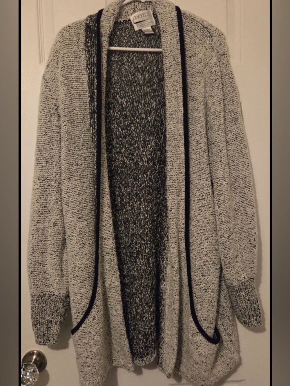 Vintage Sideffects Cardigan Sweater Women's 2XL Black Gray Open Front Heavy